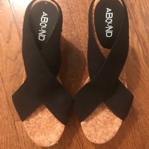 Abound Black Cork Wedges-Size 8